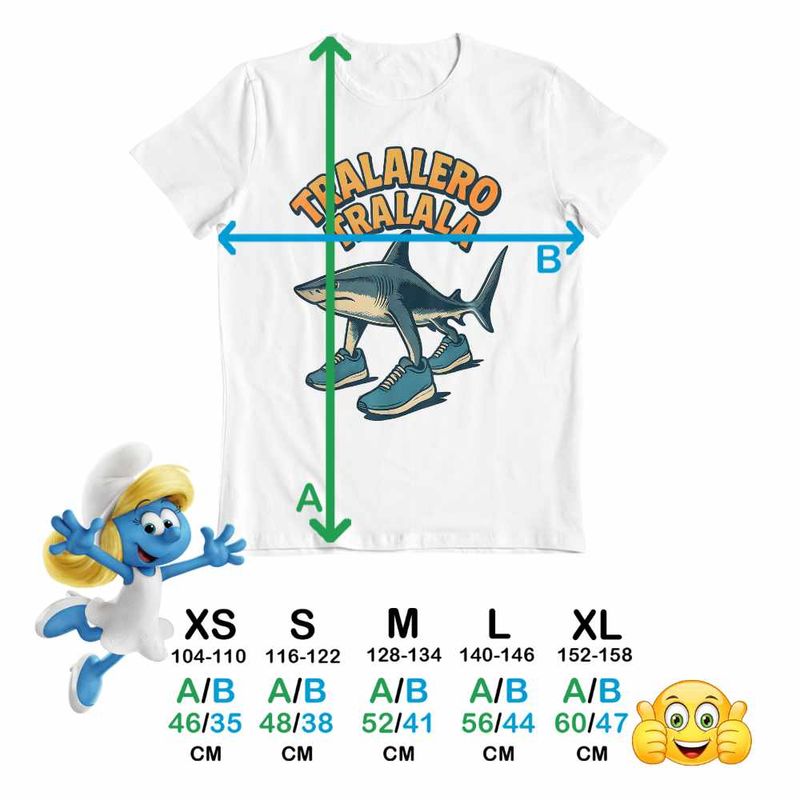 Fashion, accesorii si bijuterii - Copii - Imbracaminte copii - Tricouri copii - Tricou Copii Baieti Tralalero Tralala Shark Italian Meme Brainrot Brain Rot CoolTrend, alb, marime XL Copii - Infinity.ro