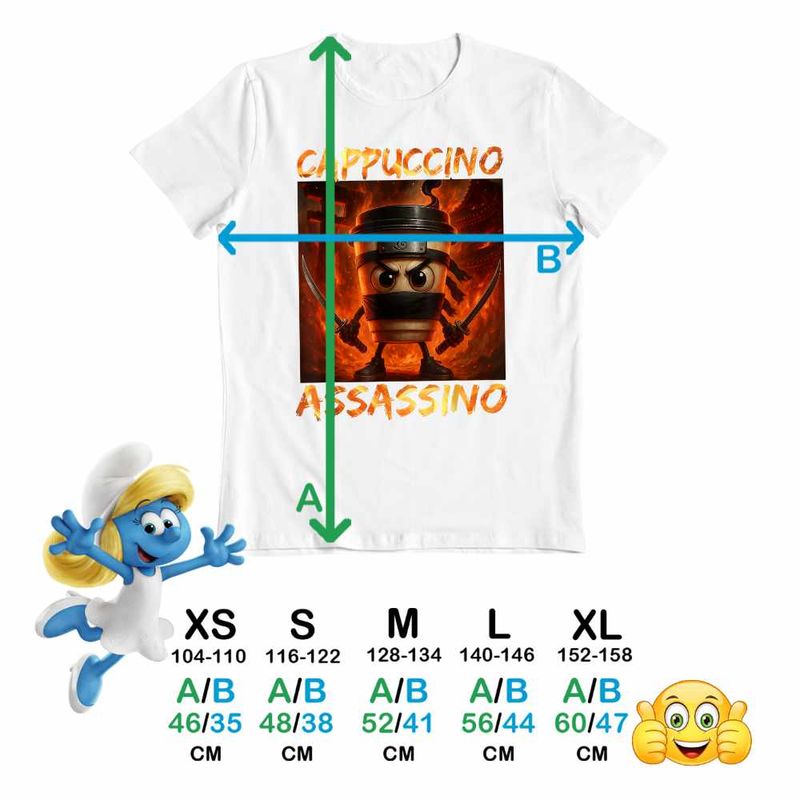 Fashion, accesorii si bijuterii - Copii - Imbracaminte copii - Tricouri copii - Tricou Copii Baieti Italia Cappuccino Assassino Brainrot CoolTrend, alb, marime S Copii - Infinity.ro