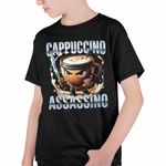 Fashion, accesorii si bijuterii - Copii - Imbracaminte copii - Tricouri copii - Tricou Copii Baieti Italian Meme Assassino Brainrot CoolTrend, negru, marime XS Copii - Infinity.ro