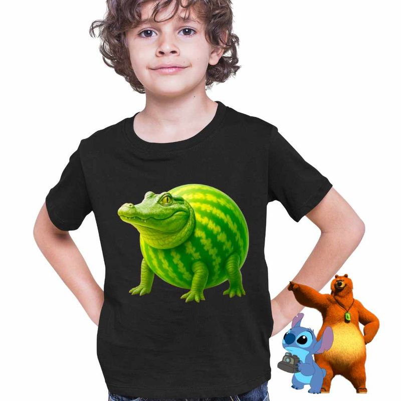 Fashion, accesorii si bijuterii - Copii - Imbracaminte copii - Tricouri copii - Tricou Copii Baieti Glorbo Fruttodrillo Brainrot CoolTrend, negru, marime L Copii - Infinity.ro
