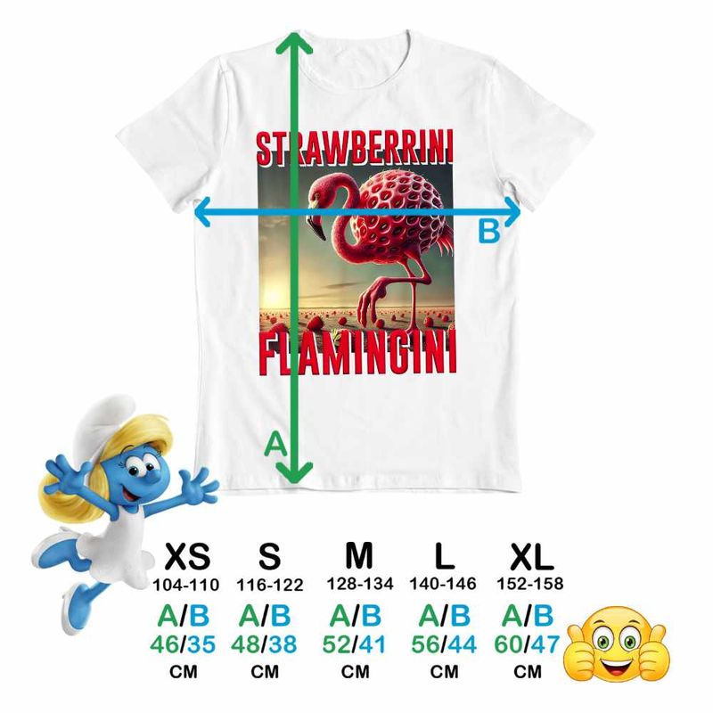 Fashion, accesorii si bijuterii - Copii - Imbracaminte copii - Tricouri copii - Tricou Copii Baieti Strawberrini Flamingini Brainrot CoolTrend, alb, marime XL Copii - Infinity.ro