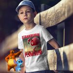 Fashion, accesorii si bijuterii - Copii - Imbracaminte copii - Tricouri copii - Tricou Copii Baieti Strawberrini Flamingini Brainrot CoolTrend, alb, marime XL Copii - Infinity.ro