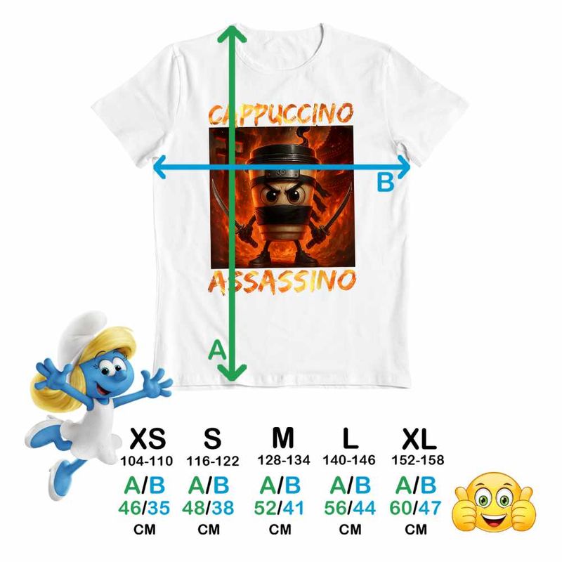 Fashion, accesorii si bijuterii - Copii - Imbracaminte copii - Tricouri copii - Tricou Copii Fete Italia Cappuccino Assassino Brainrot CoolTrend, alb, marime XL Copii - Infinity.ro