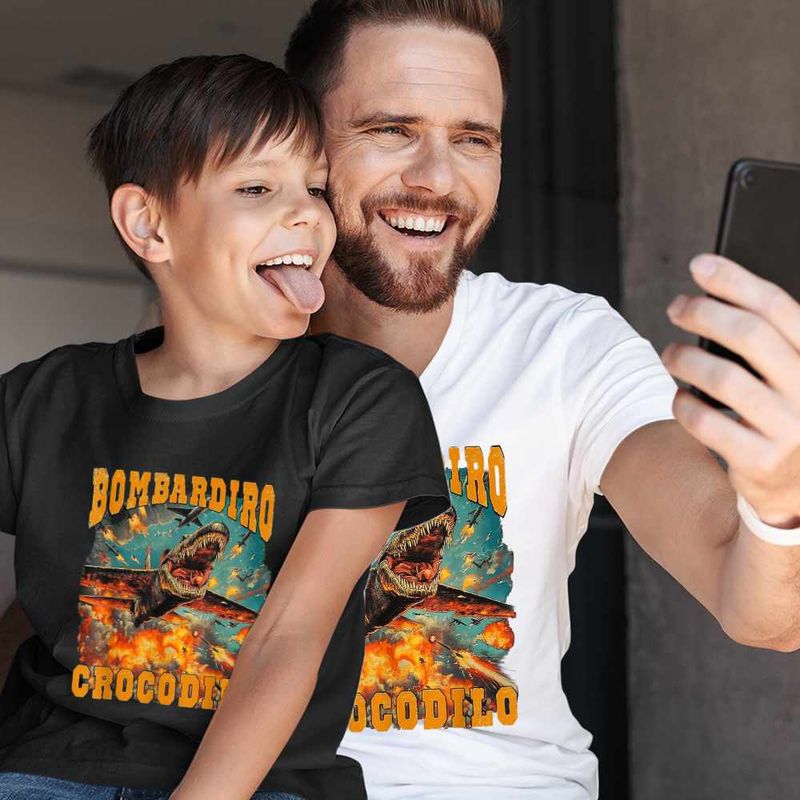 Fashion, accesorii si bijuterii - Copii - Imbracaminte copii - Tricouri copii - Tricou Copii Baieti Bombadiro Crocodilo Airplane Brainrot Meme CoolTrend, alb, marime XS Copii - Infinity.ro
