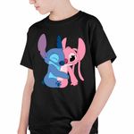 Fashion, accesorii si bijuterii - Copii - Imbracaminte copii - Tricouri copii - Tricou Copii Baieti Stitch Angel Hug Valentines Day Dragobete CoolTrend, negru, marime M Copii - Infinity.ro