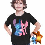 Fashion, accesorii si bijuterii - Copii - Imbracaminte copii - Tricouri copii - Tricou Copii Baieti Stitch Angel Hug Valentines Day Dragobete CoolTrend, negru, marime M Copii - Infinity.ro