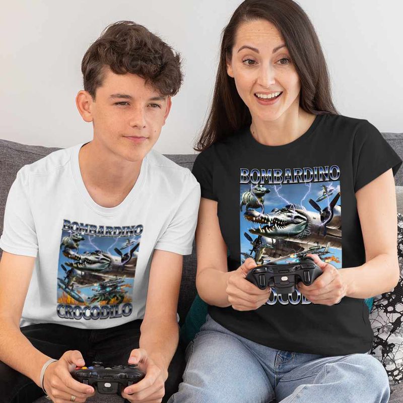 Fashion, accesorii si bijuterii - Copii - Imbracaminte copii - Tricouri copii - Tricou Copii Baieti Bombardino Crocodilo Nuclear Brainrot Meme CoolTrend, negru, marime L Copii - Infinity.ro