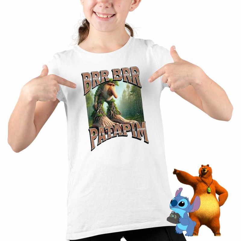Fashion, accesorii si bijuterii - Copii - Imbracaminte copii - Tricouri copii - Tricou Copii Fete Brr Brr Patapim Italian Tree Brainrot Meme CoolTrend, alb, marime S Copii - Infinity.ro
