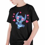Fashion, accesorii si bijuterii - Copii - Imbracaminte copii - Tricouri copii - Tricou Copii Baieti Stitch in Love Dragobete Valentines Day CoolTrend, negru, marime L Copii - Infinity.ro