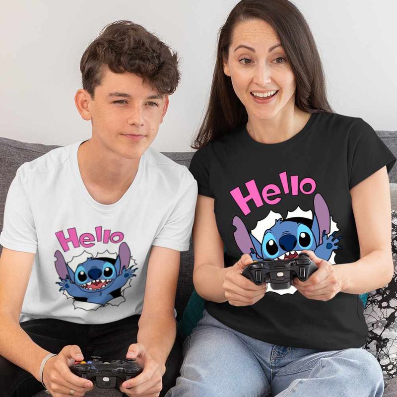 Fashion, accesorii si bijuterii - Copii - Imbracaminte copii - Tricouri copii - Tricou Copii Baieti Stitch Hello CoolTrend, negru, marime L Copii - Infinity.ro