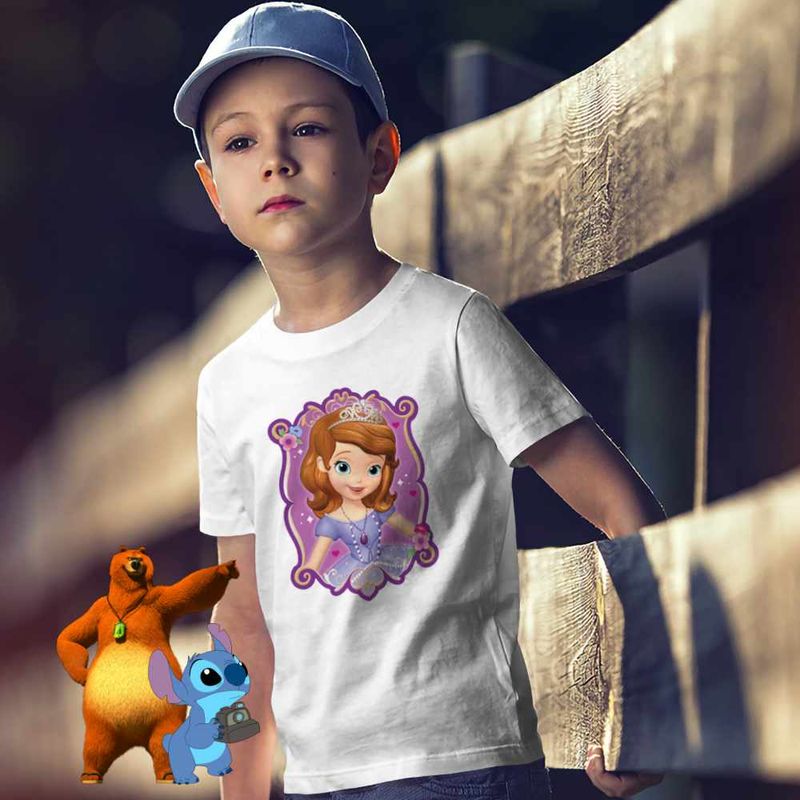 Fashion, accesorii si bijuterii - Copii - Imbracaminte copii - Tricouri copii - Tricou Copii Baieti Printesa Sofia Intai, alb, marime L Copii - Infinity.ro