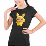 Fashion, accesorii si bijuterii - Copii - Imbracaminte copii - Tricouri copii - Tricou Copii Fete Labubu Pikachu Pokemon CoolTrend, negru, marime L Copii - Infinity.ro