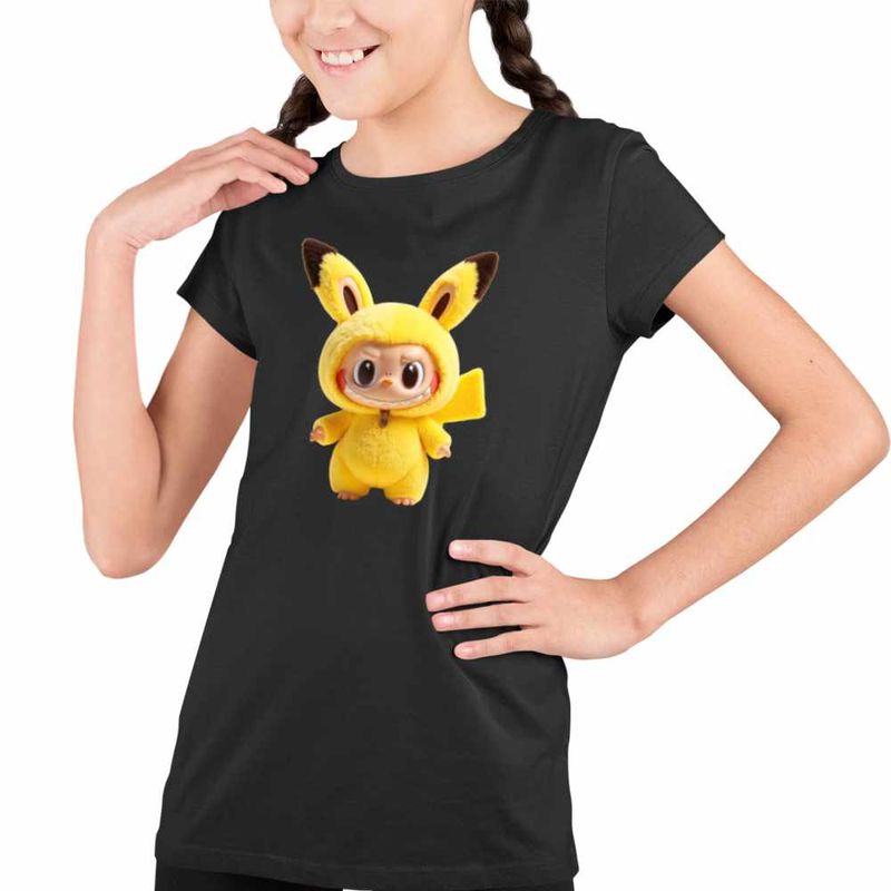 Fashion, accesorii si bijuterii - Copii - Imbracaminte copii - Tricouri copii - Tricou Copii Fete Labubu Pikachu Pokemon CoolTrend, negru, marime L Copii - Infinity.ro