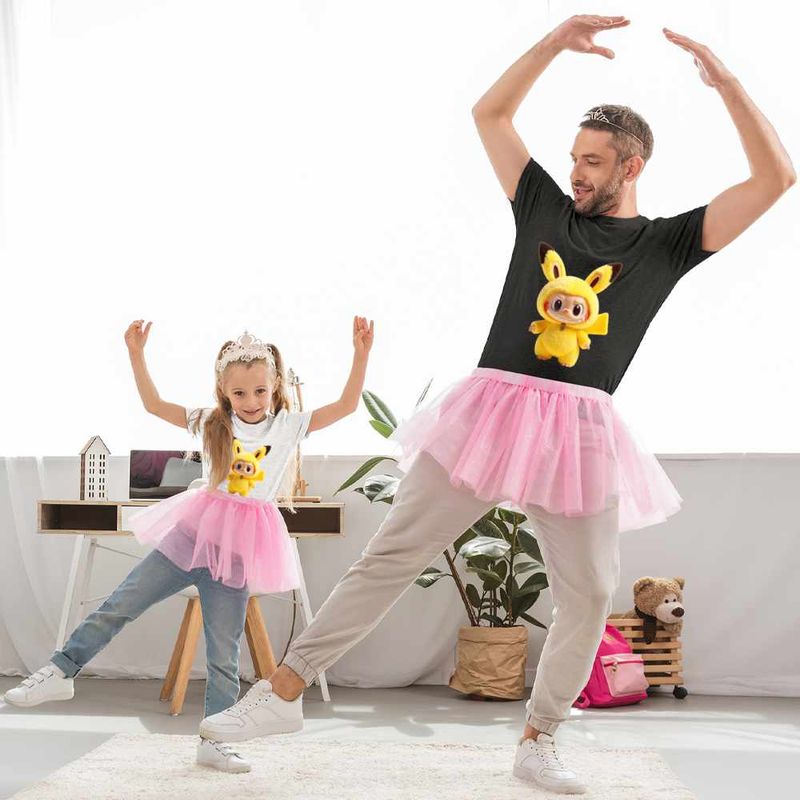 Fashion, accesorii si bijuterii - Copii - Imbracaminte copii - Tricouri copii - Tricou Copii Fete Labubu Pikachu Pokemon CoolTrend, negru, marime L Copii - Infinity.ro