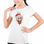 Fashion, accesorii si bijuterii - Copii - Imbracaminte copii - Tricouri copii - Tricou Copii Fete Labubu Mos Craciun CoolTrend, alb, marime XL Copii - Infinity.ro