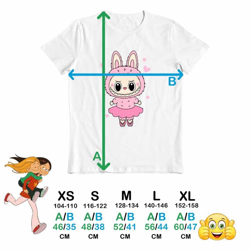 Fashion, accesorii si bijuterii - Copii - Imbracaminte copii - Tricouri copii - Tricou Copii Baieti Labubu Balerina Balet CoolTrend, alb, marime M Copii - Infinity.ro