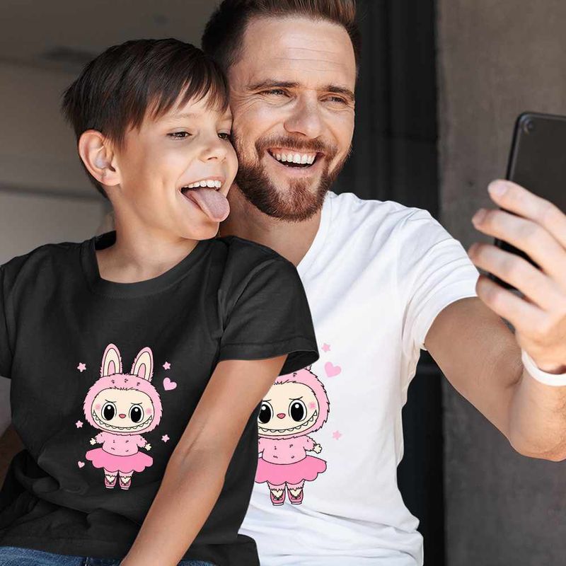 Fashion, accesorii si bijuterii - Copii - Imbracaminte copii - Tricouri copii - Tricou Copii Baieti Labubu Balerina Balet CoolTrend, alb, marime M Copii - Infinity.ro