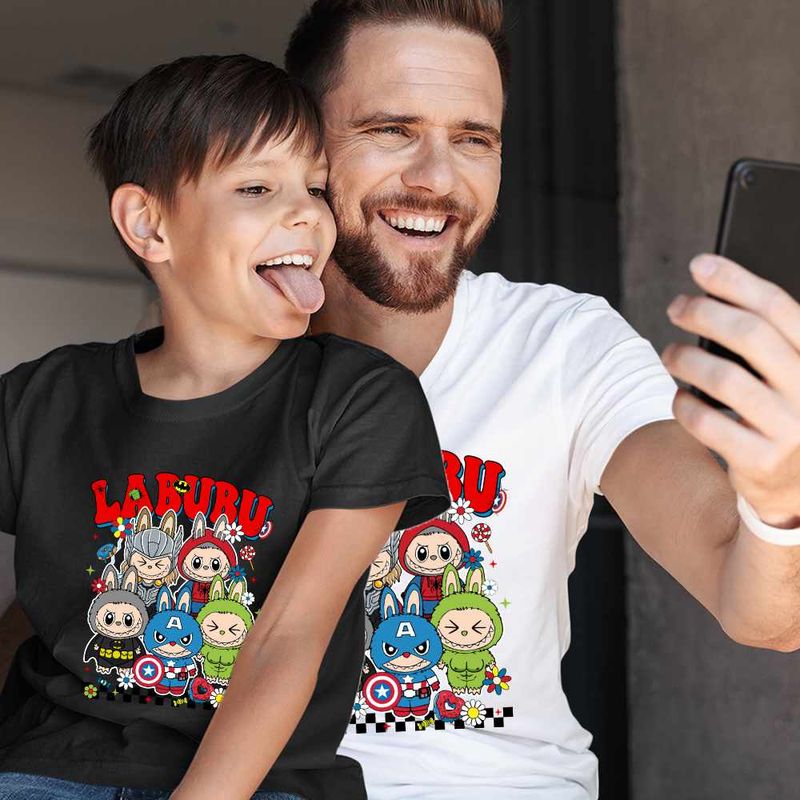 Fashion, accesorii si bijuterii - Copii - Imbracaminte copii - Tricouri copii - Tricou Copii Baieti Labubu Supereroi Marvel CoolTrend, alb, marime L Copii - Infinity.ro