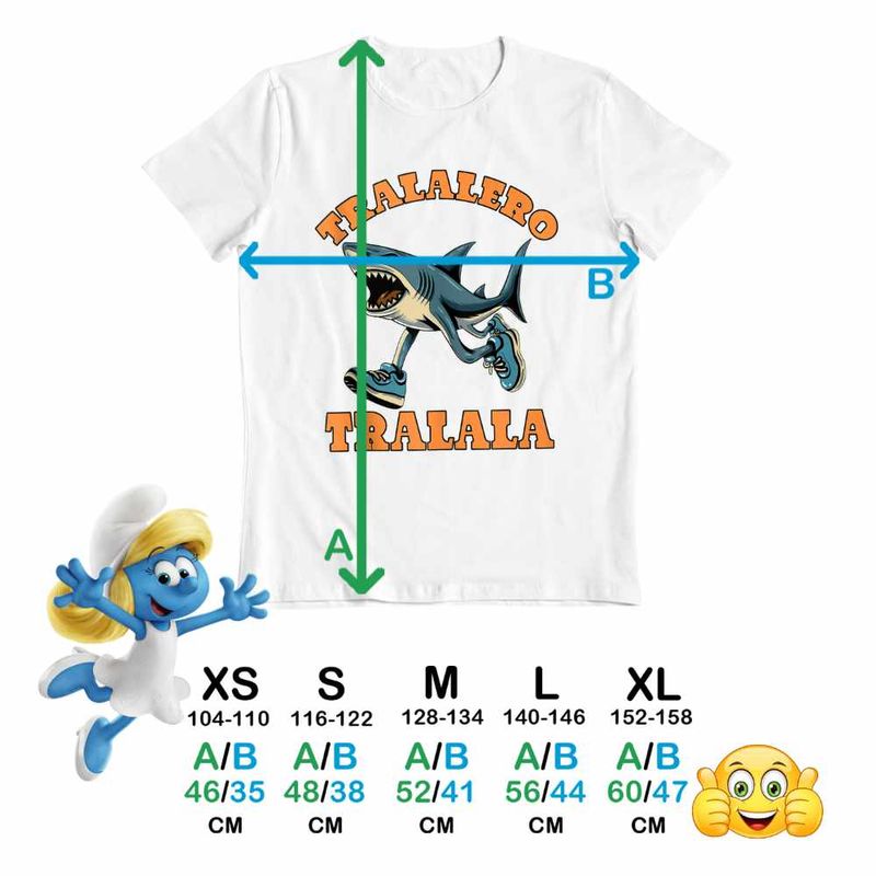 Fashion, accesorii si bijuterii - Copii - Imbracaminte copii - Tricouri copii - Tricou Copii Baieti Tralalero Tralala Italian Meme Brainrot Brain Rot CoolTrend, alb, marime XS Copii - Infinity.ro