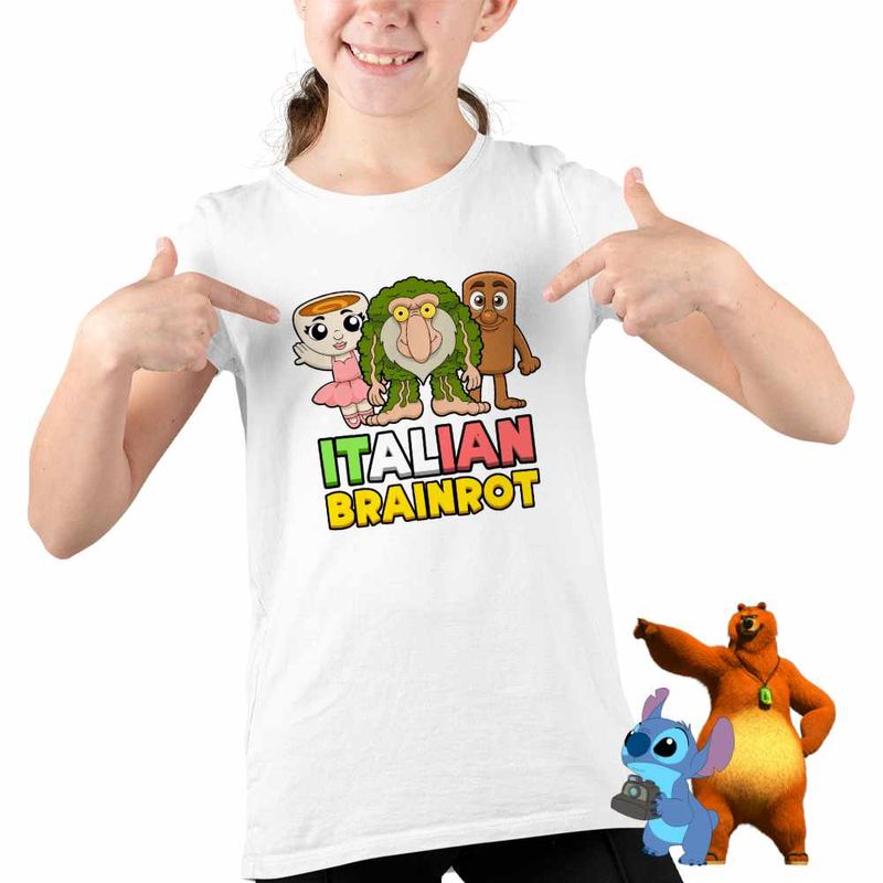 Fashion, accesorii si bijuterii - Copii - Imbracaminte copii - Tricouri copii - Tricou Copii Fete Italian Patapim Sahur Ballerina Brainrot Brain Rot CoolTrend, alb, marime M Copii - Infinity.ro