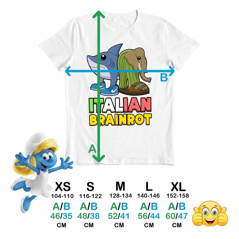 Fashion, accesorii si bijuterii - Copii - Imbracaminte copii - Tricouri copii - Tricou Copii Fete Italian Tralelero Lirilira Brainrot Brain Rot CoolTrend, alb, marime XL Copii - Infinity.ro