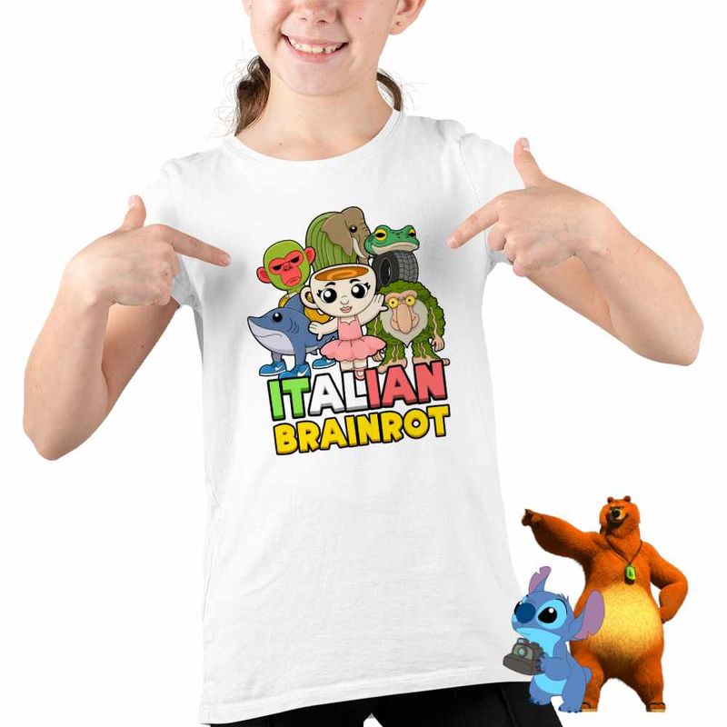 Fashion, accesorii si bijuterii - Copii - Imbracaminte copii - Tricouri copii - Tricou Copii Fete Italian Ballerina Tralalero BrrBrr Brainrot Brain Rot CoolTrend, alb, marime XS Copii - Infinity.ro