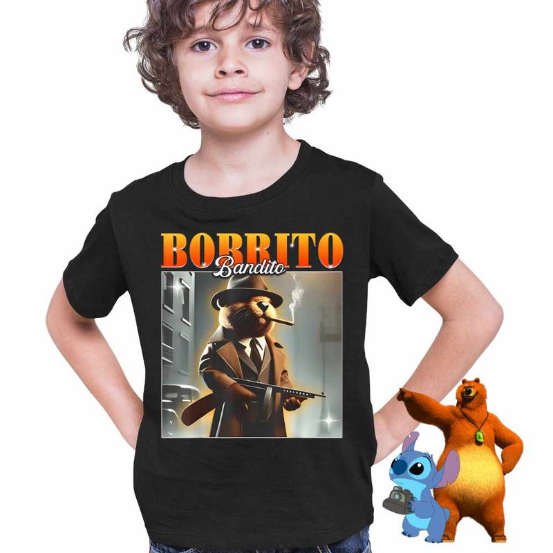 Fashion, accesorii si bijuterii - Copii - Imbracaminte copii - Tricouri copii - Tricou Copii Baieti Borrito Bandito Italian Meme Brainrot Brain Rot CoolTrend, negru, marime M Copii - Infinity.ro