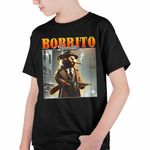 Fashion, accesorii si bijuterii - Copii - Imbracaminte copii - Tricouri copii - Tricou Copii Baieti Borrito Bandito Italian Meme Brainrot Brain Rot CoolTrend, negru, marime M Copii - Infinity.ro