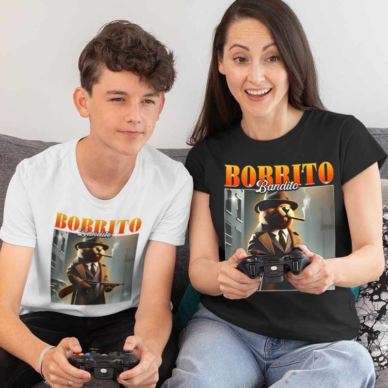 Fashion, accesorii si bijuterii - Copii - Imbracaminte copii - Tricouri copii - Tricou Copii Baieti Borrito Bandito Italian Meme Brainrot Brain Rot CoolTrend, negru, marime M Copii - Infinity.ro