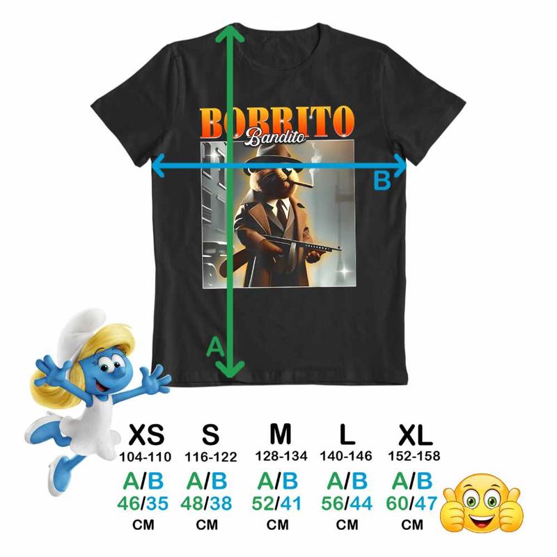 Fashion, accesorii si bijuterii - Copii - Imbracaminte copii - Tricouri copii - Tricou Copii Baieti Borrito Bandito Italian Meme Brainrot Brain Rot CoolTrend, negru, marime M Copii - Infinity.ro
