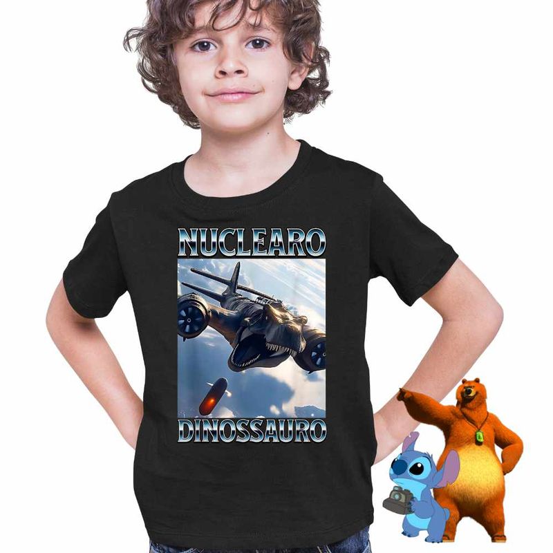 Fashion, accesorii si bijuterii - Copii - Imbracaminte copii - Tricouri copii - Tricou Copii Baieti Nuclearo Dinossauro Italian Meme Brainrot Brain Rot CoolTrend, negru, marime L Copii - Infinity.ro