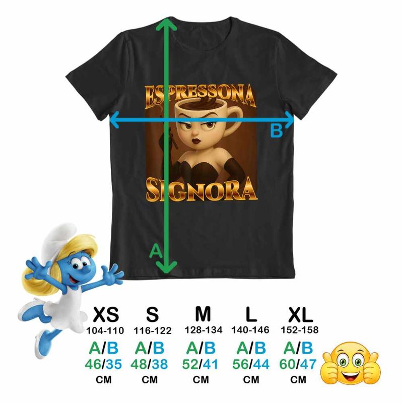 Fashion, accesorii si bijuterii - Copii - Imbracaminte copii - Tricouri copii - Tricou Copii Fete Espressona Signora Brainrot Brain Rot CoolTrend, negru, marime XS Copii - Infinity.ro