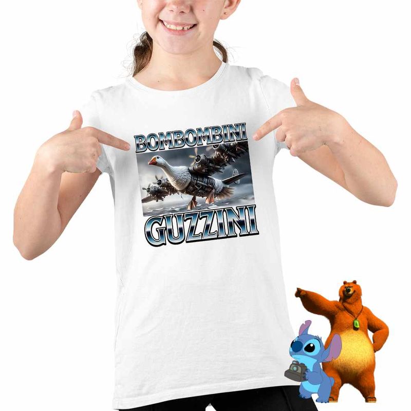 Fashion, accesorii si bijuterii - Copii - Imbracaminte copii - Tricouri copii - Tricou Copii Fete Bombombini Guzzini Italian Meme Brainrot Brain Rot CoolTrend, alb, marime M Copii - Infinity.ro