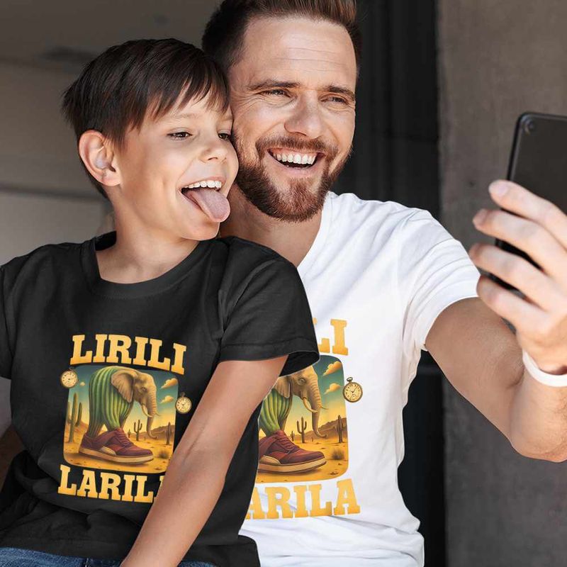 Fashion, accesorii si bijuterii - Copii - Imbracaminte copii - Tricouri copii - Tricou Copii Baieti Lirili Larila Brainrot CoolTrend, alb, marime M Copii - Infinity.ro