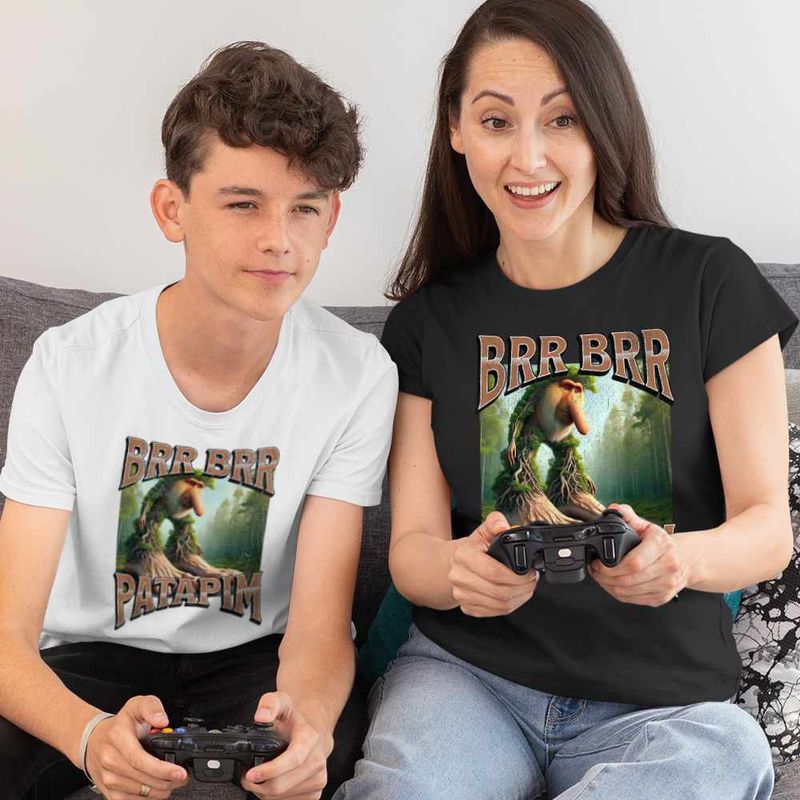 Fashion, accesorii si bijuterii - Copii - Imbracaminte copii - Tricouri copii - Tricou Copii Baieti Brr Brr Patapim Italian Tree Brainrot Meme CoolTrend, negru, marime XL Copii - Infinity.ro
