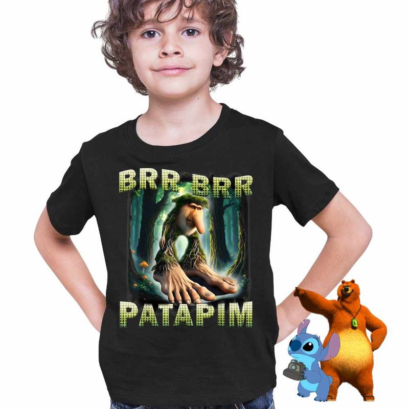 Fashion, accesorii si bijuterii - Copii - Imbracaminte copii - Tricouri copii - Tricou Copii Baieti Brr Brr Patapim Meme Brainrot Italian CoolTrend, negru, marime XS Copii - Infinity.ro