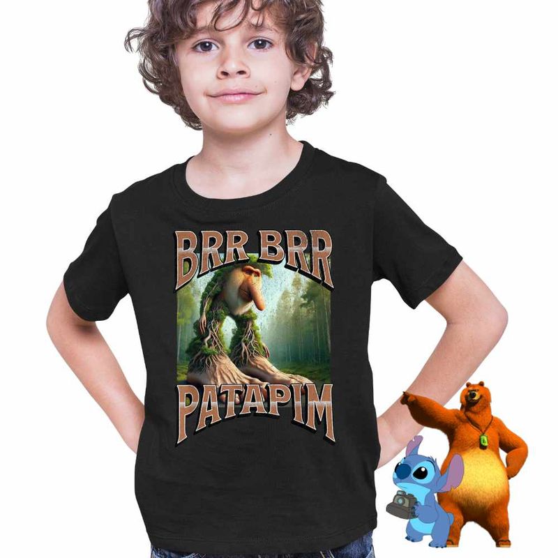 Fashion, accesorii si bijuterii - Copii - Imbracaminte copii - Tricouri copii - Tricou Copii Baieti Brr Brr Patapim Italian Tree Brainrot Meme CoolTrend, negru, marime XL Copii - Infinity.ro
