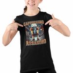 Fashion, accesorii si bijuterii - Copii - Imbracaminte copii - Tricouri copii - Tricou Copii Fete Italian Cappuccino Assassino Brainrot CoolTrend, negru, marime L Copii - Infinity.ro