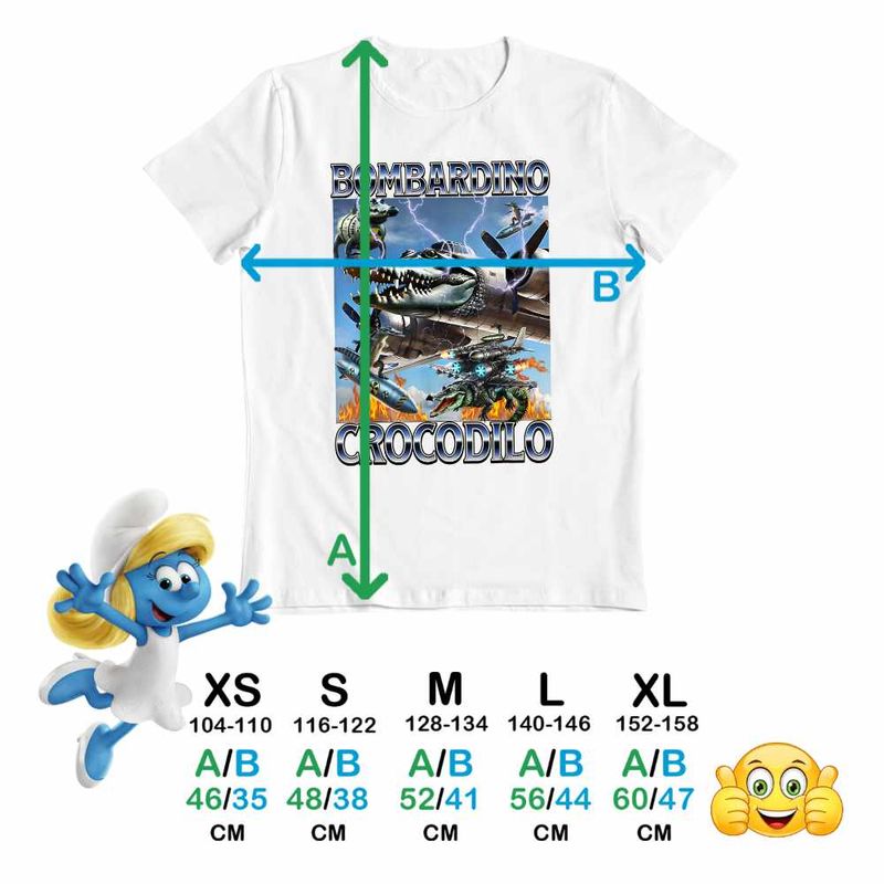 Fashion, accesorii si bijuterii - Copii - Imbracaminte copii - Tricouri copii - Tricou Copii Fete Bombardino Crocodilo Nuclear Brainrot Meme CoolTrend, alb, marime S Copii - Infinity.ro