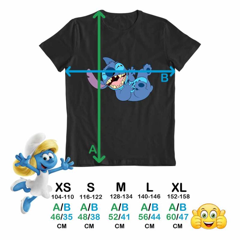 Fashion, accesorii si bijuterii - Copii - Imbracaminte copii - Tricouri copii - Tricou Copii Fete Stitch Laught Vesel CoolTrend, negru, marime XL Copii - Infinity.ro