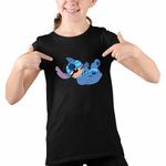 Fashion, accesorii si bijuterii - Copii - Imbracaminte copii - Tricouri copii - Tricou Copii Fete Stitch Laught Vesel CoolTrend, negru, marime XL Copii - Infinity.ro