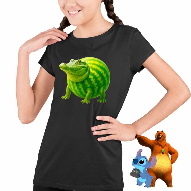 Fashion, accesorii si bijuterii - Copii - Imbracaminte copii - Tricouri copii - Tricou Copii Fete Glorbo Fruttodrillo Brainrot CoolTrend, negru, marime XS Copii - Infinity.ro