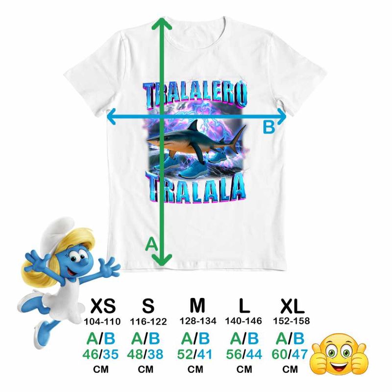 Fashion, accesorii si bijuterii - Copii - Imbracaminte copii - Tricouri copii - Tricou Copii Baieti Shark Tralalero Tralala Brainrot Meme CoolTrend, alb, marime S Copii - Infinity.ro