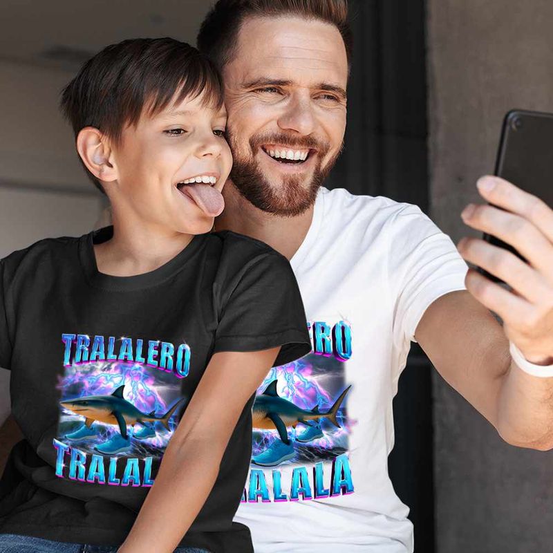 Fashion, accesorii si bijuterii - Copii - Imbracaminte copii - Tricouri copii - Tricou Copii Baieti Shark Tralalero Tralala Brainrot Meme CoolTrend, alb, marime S Copii - Infinity.ro