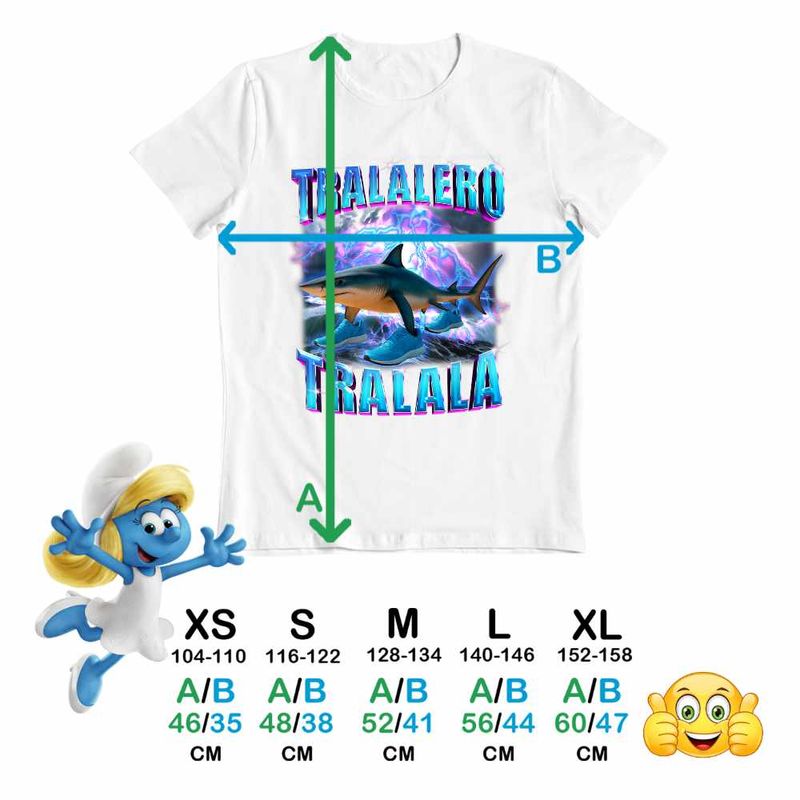 Fashion, accesorii si bijuterii - Copii - Imbracaminte copii - Tricouri copii - Tricou Copii Fete Shark Tralalero Tralala Brainrot Meme CoolTrend, alb, marime S Copii - Infinity.ro
