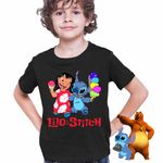 Fashion, accesorii si bijuterii - Copii - Imbracaminte copii - Tricouri copii - Tricou Copii Baieti Lilo and Stitch Ice Cream CoolTrend, negru, marime S Copii - Infinity.ro