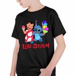 Fashion, accesorii si bijuterii - Copii - Imbracaminte copii - Tricouri copii - Tricou Copii Baieti Lilo and Stitch Ice Cream CoolTrend, negru, marime S Copii - Infinity.ro
