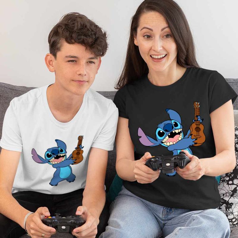 Fashion, accesorii si bijuterii - Copii - Imbracaminte copii - Tricouri copii - Tricou Copii Baieti Stitch Chitara CoolTrend, negru, marime XS Copii - Infinity.ro