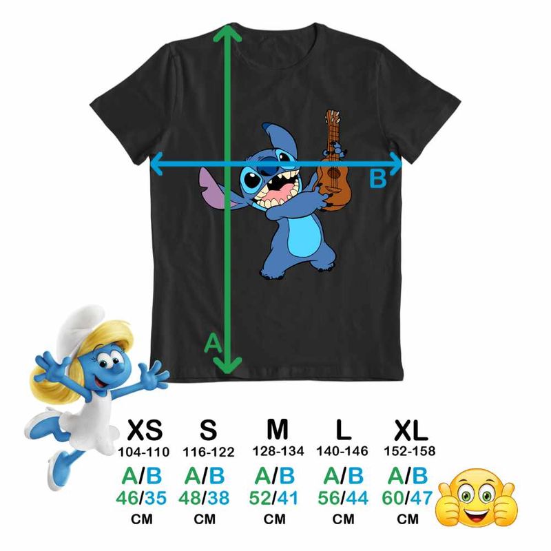 Fashion, accesorii si bijuterii - Copii - Imbracaminte copii - Tricouri copii - Tricou Copii Baieti Stitch Chitara CoolTrend, negru, marime XS Copii - Infinity.ro