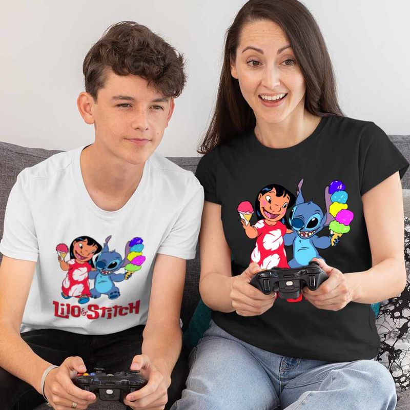 Fashion, accesorii si bijuterii - Copii - Imbracaminte copii - Tricouri copii - Tricou Copii Baieti Lilo and Stitch Ice Cream CoolTrend, negru, marime S Copii - Infinity.ro